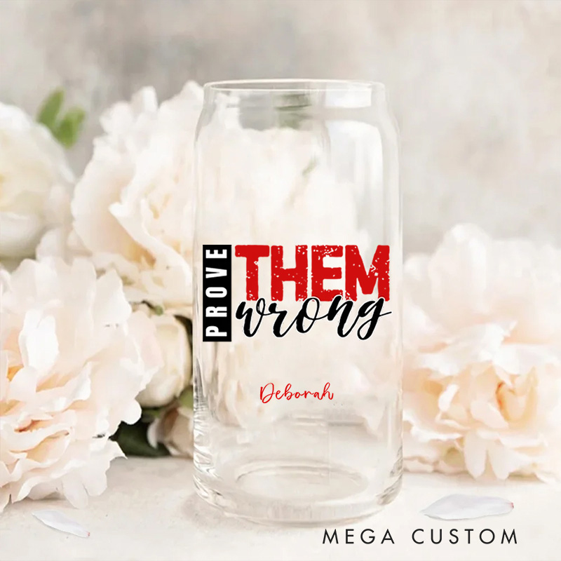 Personalized Christian Prove Them Wrong Glass Cup with Lid and Straw Birthday Religious Baptism Gift for Family Friends Christians