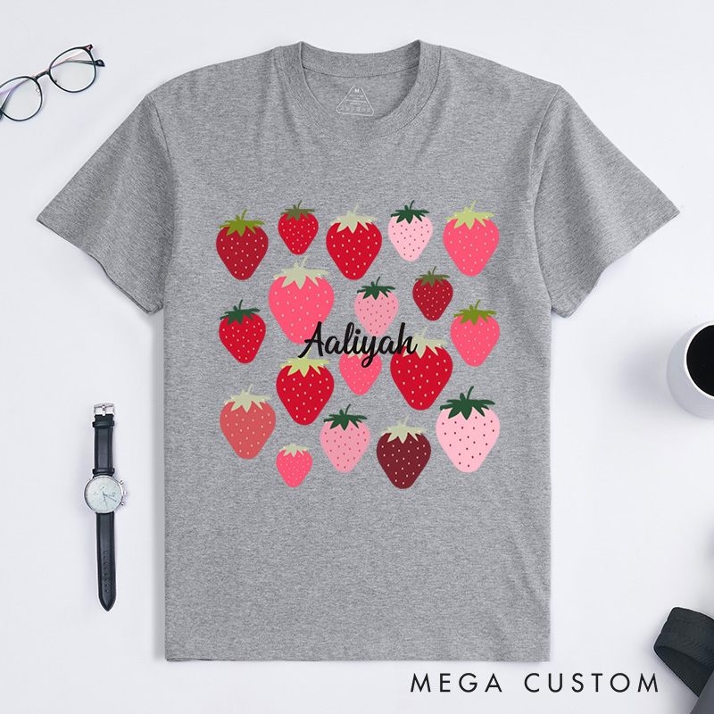 Personalized Strawberries Classic T-Shirts Aesthetic Shirt Strawberry Birthday Shirt Fruit Shirt Strawberry Shirt Plant Shirt Gardening Shirt Plant Lover