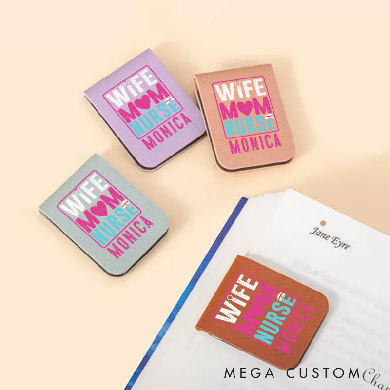 Personalised Leather Magnetic Bookmark for Nurse Wife Mom Nurse Design Cute Bookmark Gift Book Lover Gift 