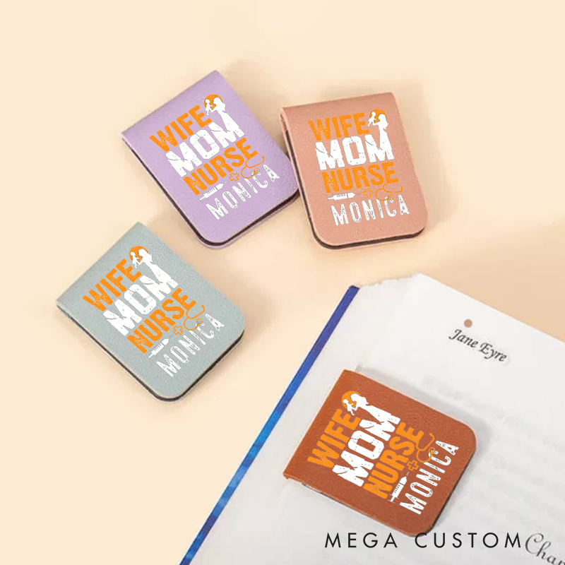 Personalised Leather Magnetic Bookmark for Nurse Wife Mom Nurse Design Cute Bookmark Gift Book Lover Gift 