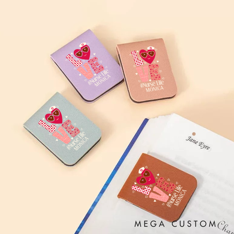 Personalised Leather Magnetic Bookmark for Nurse Life Design Cute Bookmark Gift Book Lover Gift 