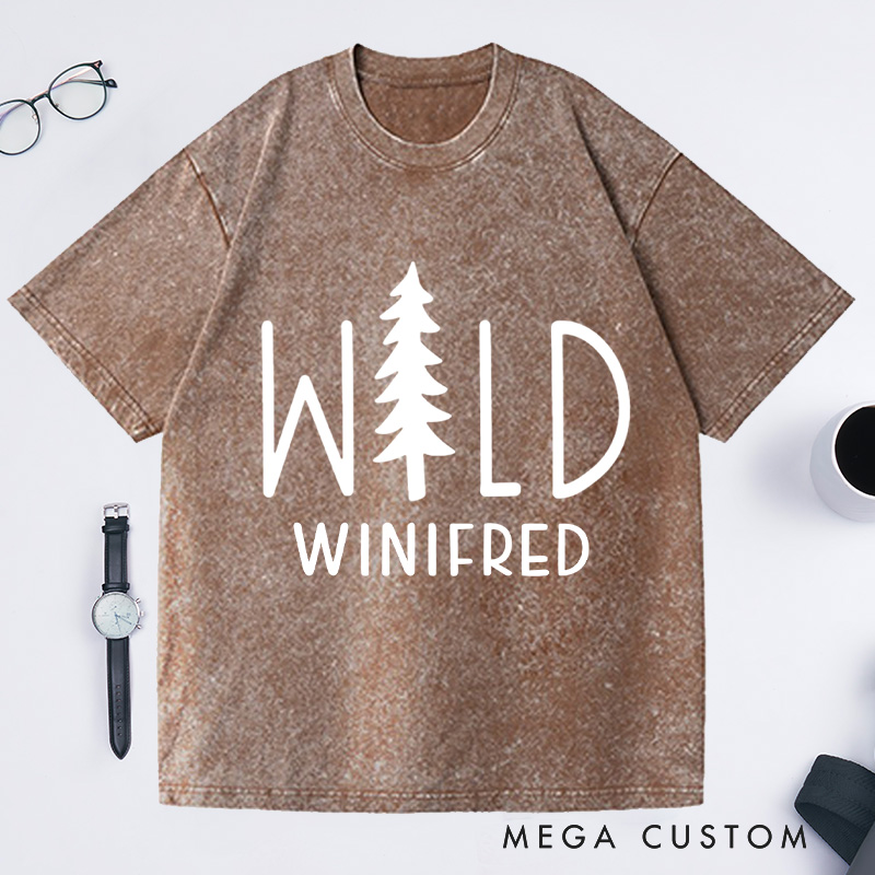 Personalized Wild Washed T-Shirts Traveler Tee Stay Wild Shirt Customized Name Shirt Tee Pine Shirt Gift For Nature Lover