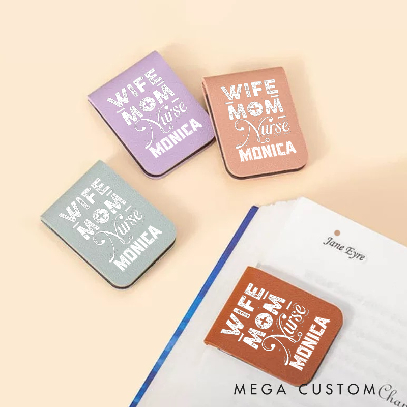 Personalised Leather Magnetic Bookmark for Nurse Wife Mom Nurse Design Cute Bookmark Gift Book Lover Gift 