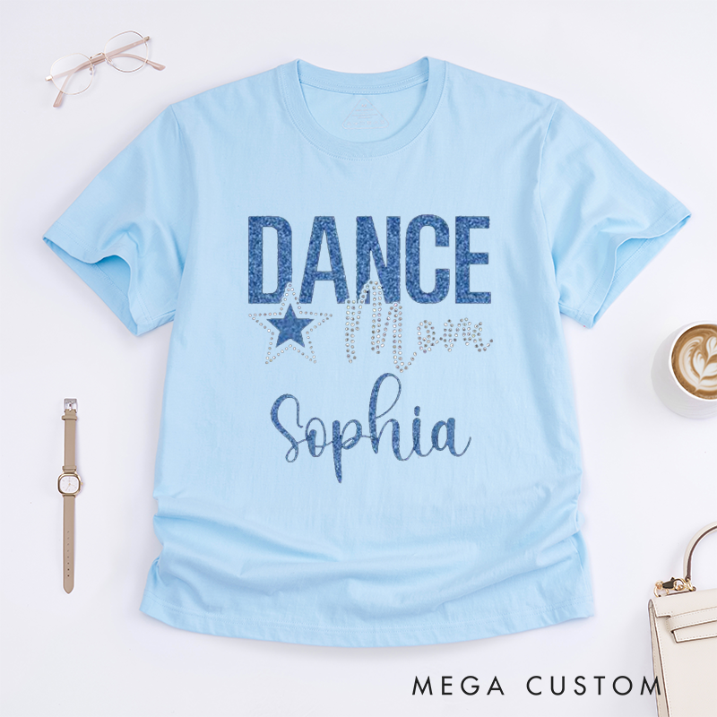 Personalized Dance Mom Classic T-Shirts Custom Name Bling Faux Rhinestones Gift for Dance lover Birthday Present