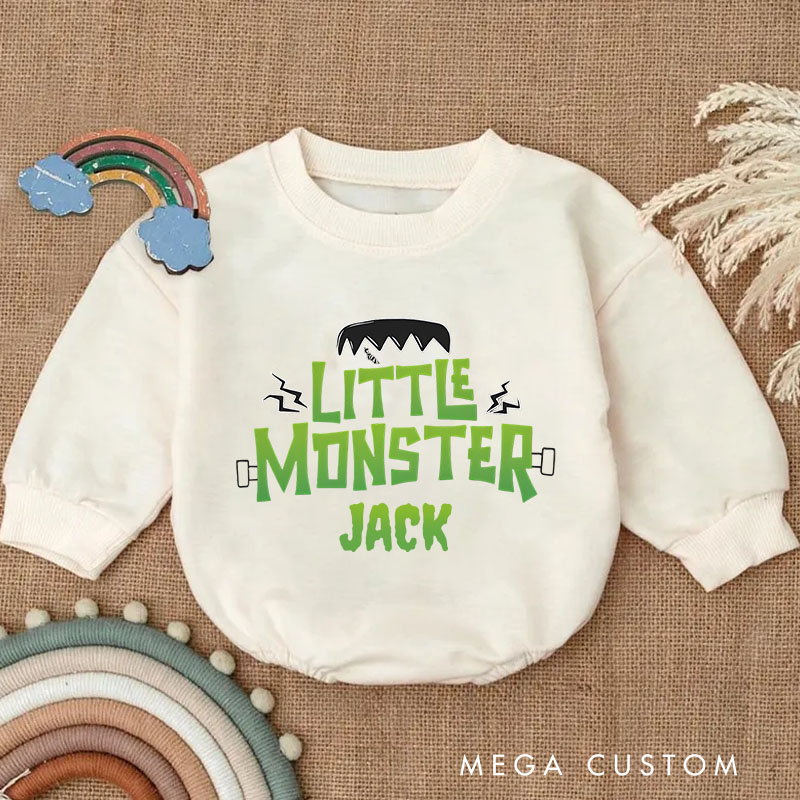 Personalized Little Monster Halloween Baby Bodysuit Perfect for Spooky Fun