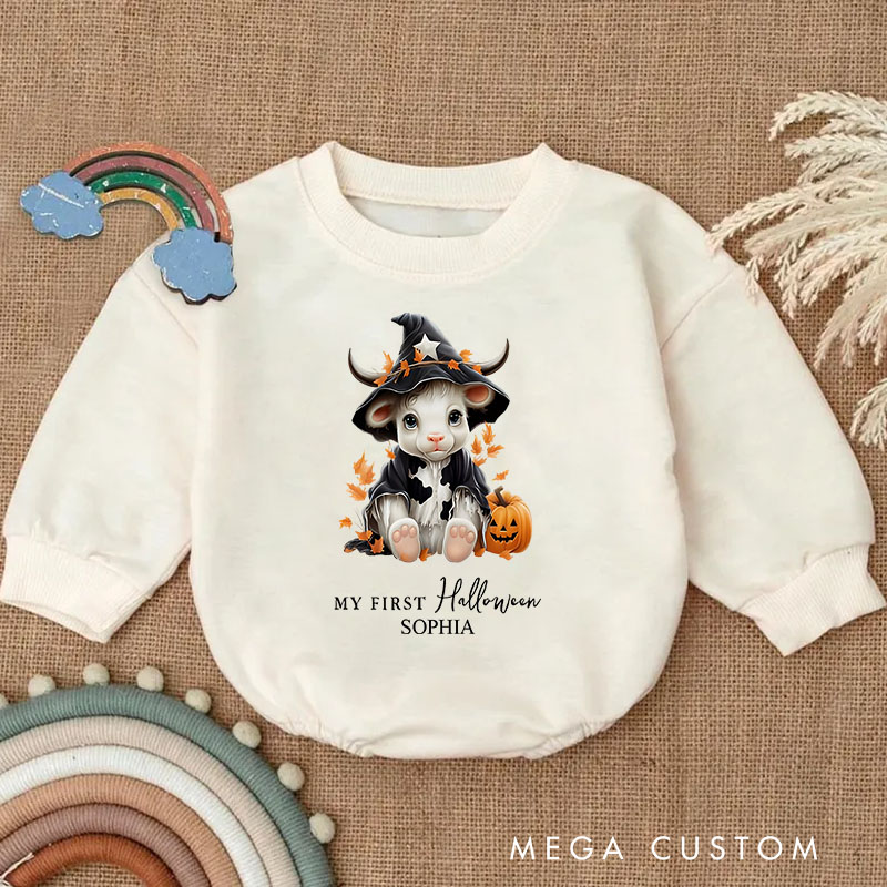 Personalized Spooky Baby Bodysuit with Bold Letters and Star Accents for Halloween Festivities