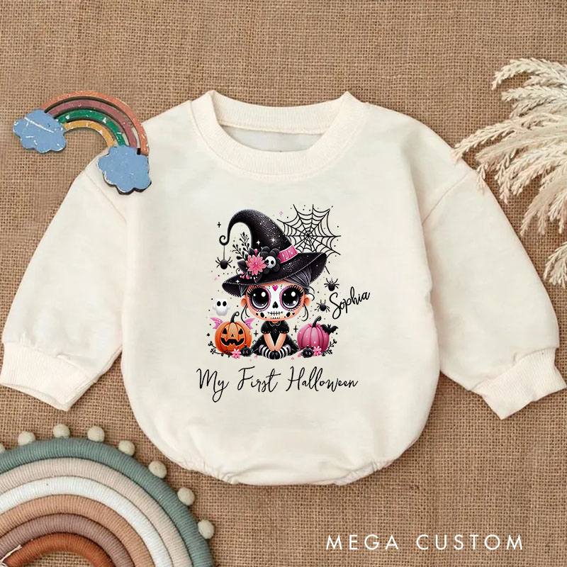 Personalized My First Halloween Baby Sugar Skull Baby Bodysuit