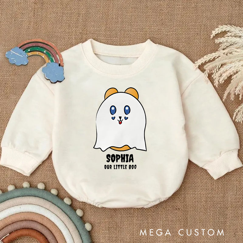 Personalized Cute Ghost Halloween Baby Bodysuit with Adorable Custom Name