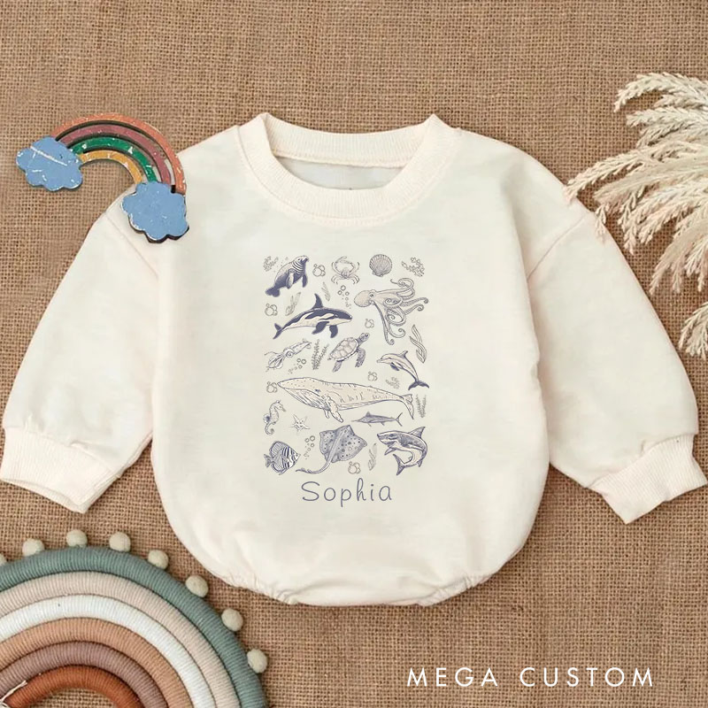 Personalized Underwater Wonders Educational Ocean Theme Baby Bodysuit