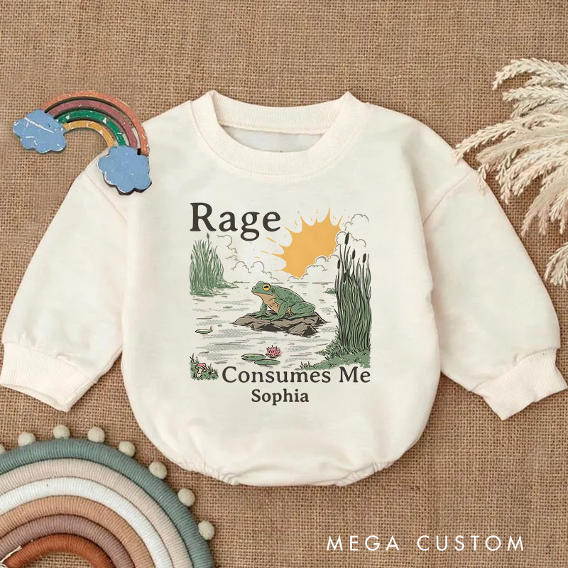 Personalized Humorous Rage Consumes Me Frog Pond Scene Baby Bodysuit
