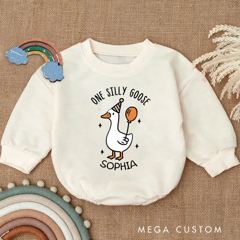 Personalized One Silly Goose Adorable Farm Animal Baby Bodysuit