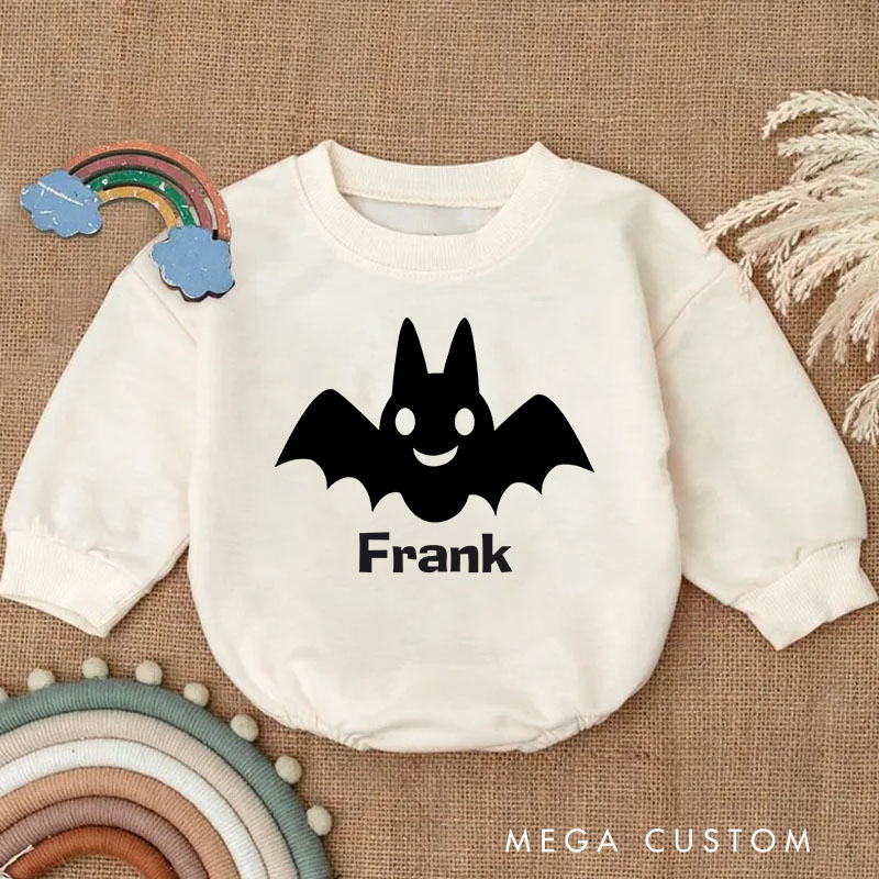 Personalized Bat Halloween Baby Bodysuit for Little Ones Celebrating Spooky Nights