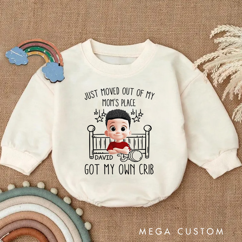 Personalized Just Moved Out of My Mom's Place Got My Own Crib Baby Bodysuit Baby Shower Gift