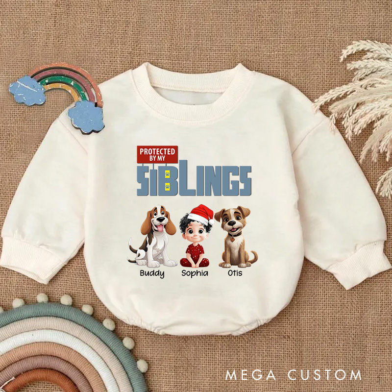 Personalized Protected By My Siblings Baby Bodysuit Baby Shower Gifts