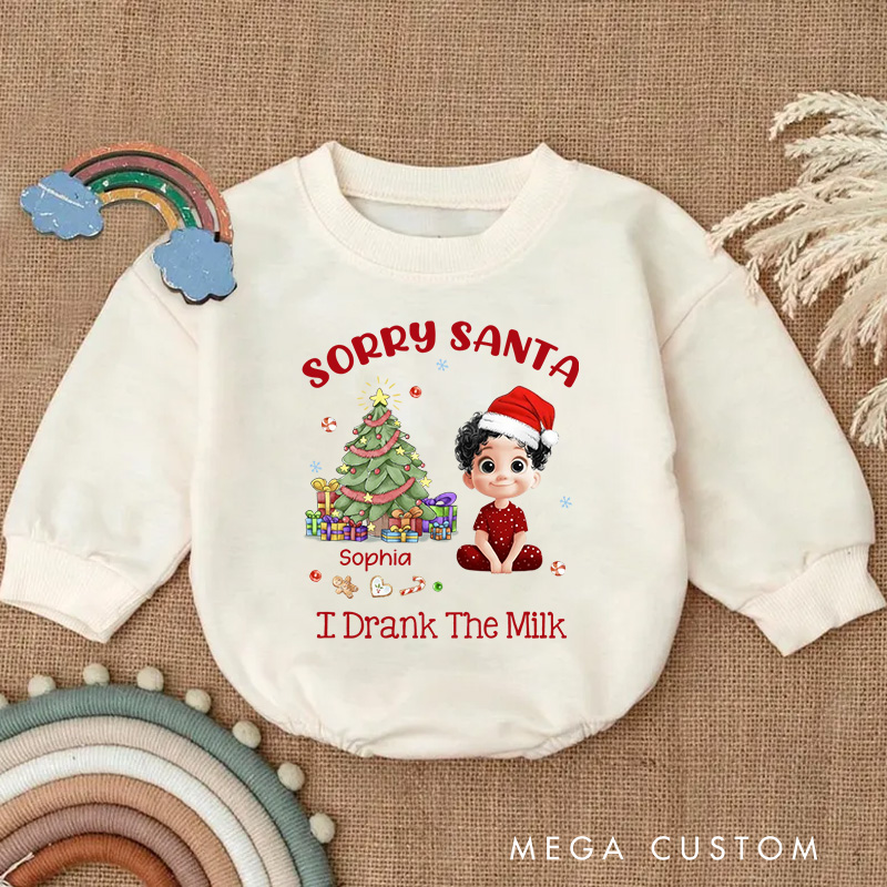 Personalized Cute Cartoon Character Christmas Tree Baby Bodysuit with Name Christmas Baby Shower Gifts for Baby