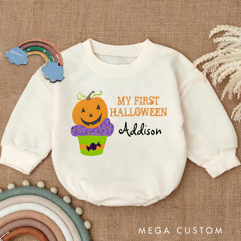 Personalized My First Halloween Cute Custom Black Baby Bodysuit