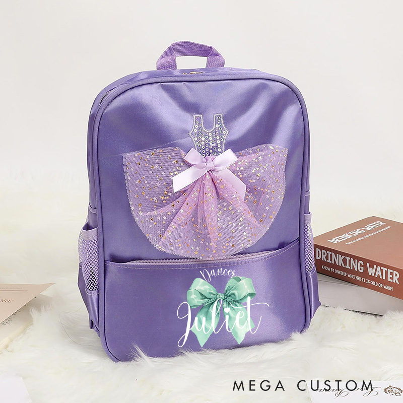 Personalized Watercolor Bow Tie Dance Bag for Girls Name Backpack Pink Ballet Dance Bag Gymnastic Cheer Girls Christmas Gifts Back To School Gift