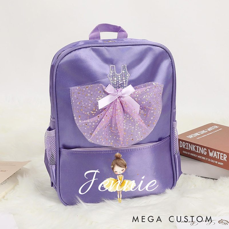 Personalized Ballerina Girl Dance Bag for Girls Name Backpack Pink Ballet Dance Bag Gymnastic Cheer Girls Christmas Gifts Back To School Gifts