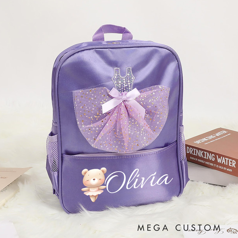 Personalized Animal Skirt Dance Bag for Girls Cute Backpack Pink Ballet Dance Bag Gymnastic Cheer Girls Christmas Gifts Back To School Gifts