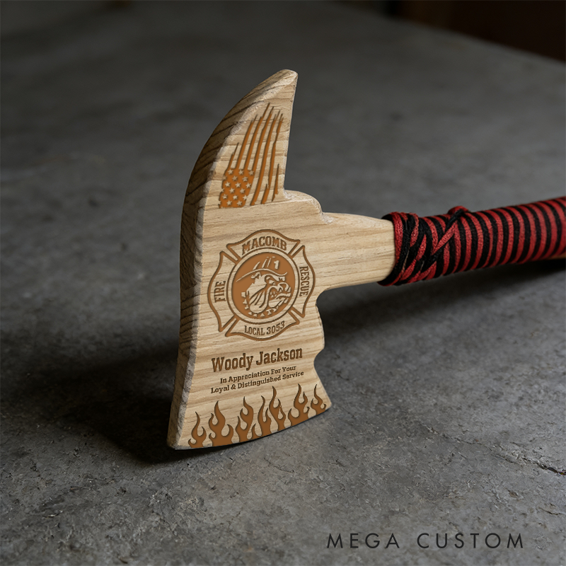Personalized Firefighter Wooden Axe Custom Engraved Gift for Appreciation and Honor