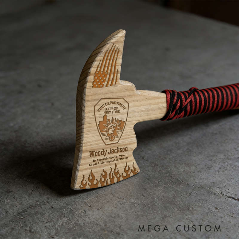 Personalized Firefighter Wooden Axe Custom Engraved Gift for Appreciation and Service