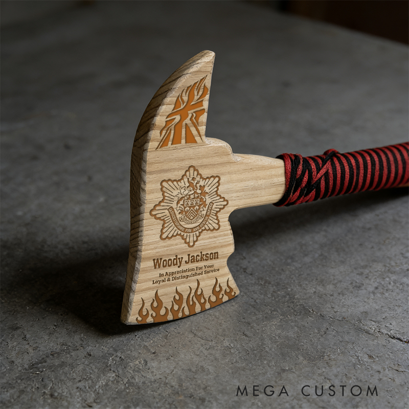 Personalized Firefighter Wooden Axe Custom Engraved Keepsake for Recognition and Appreciation