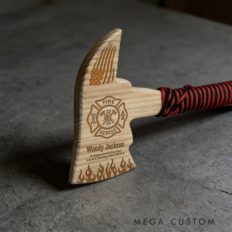 Personalized Firefighter Custom Wooden Axe Keepsake Meaningful Gift for Appreciation and Remembrance 