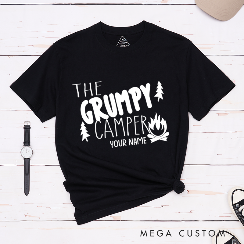 Personalized The Grumpy Camper T-Shirt Mountain Group Camping Hiking Travel Shirt Adventurers Lovers Gift