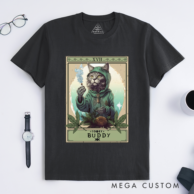Personalized Tarot Lovers Classic T-Shirts Unique Smoke Art Custom Gift for Cat Lovers Friends