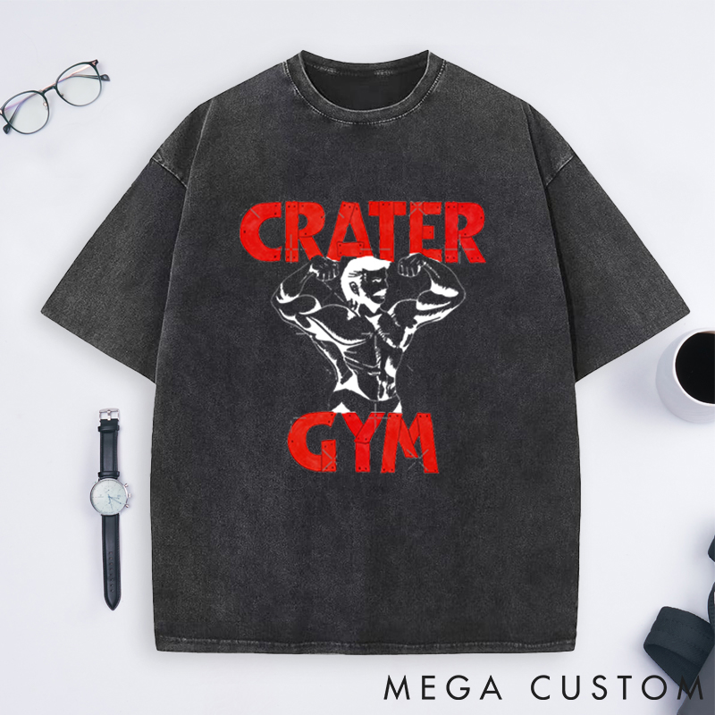 Personalized Red Lettering Washed T-Shirts with Bold Bodybuilder Design for Fitness Enthusiasts Bodybuilders and Gym Lovers