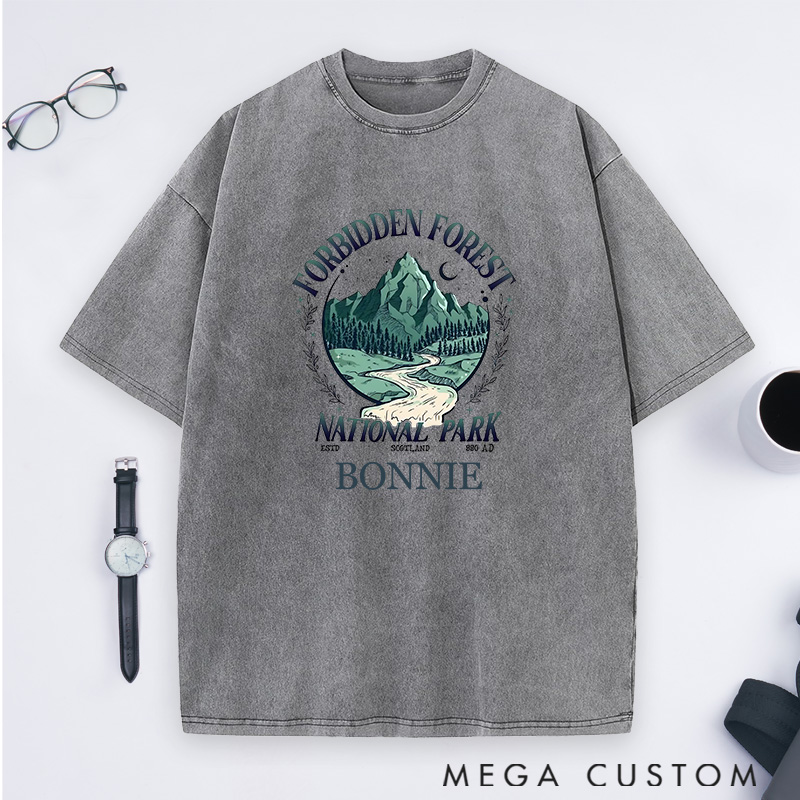 Personalized Forbidden Forest National Park Washed T-Shirts Gift Outdoors Hiking Camping Lover