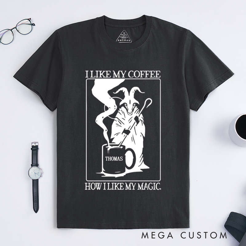 Personalized Tarot Lovers Classic T-Shirts Dark Sheep Wizard Loves Coffee Mysterious Halloween Gift