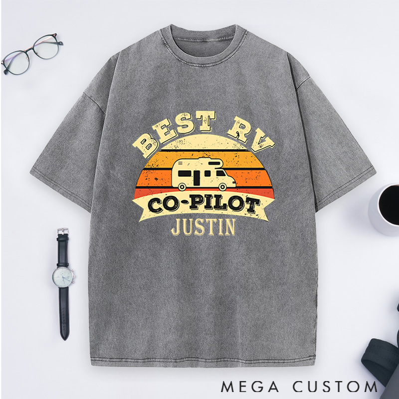 Personalized Best RV Washed T-Shirts Gift for Hiking Camping Adventure Lover