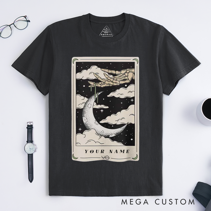 Personalized Tarot Lovers Classic T-Shirts The Moon Tarot Card Classic T-Shirts Astrology Crescent Moon GraphicT-shirts Gift