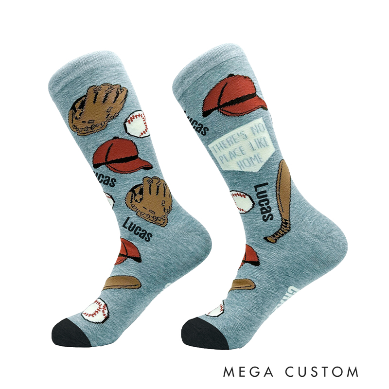 Personalized Baseball-Themed Socks with Customizable Design  