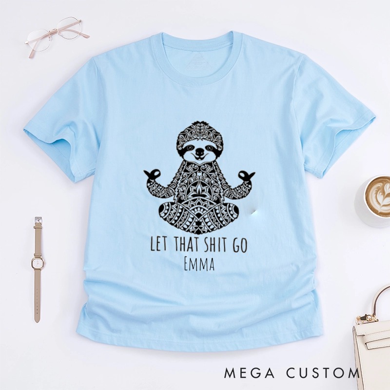 Personalized Meditation Sloth T-Shirt Humorous Animal T-Shirt Yoga Funny T-Shirt Yoga Lover Animal Lover