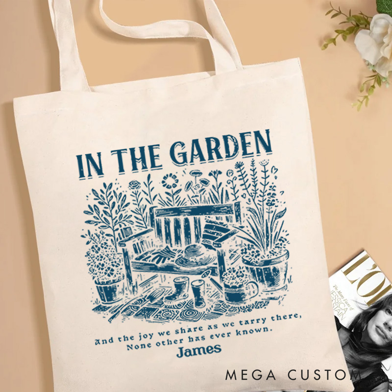 Personalized Soft Tone in the Garden Hymn Canvas Tote Bag Vintage Faith Based Bag Birthday Gift for Christians