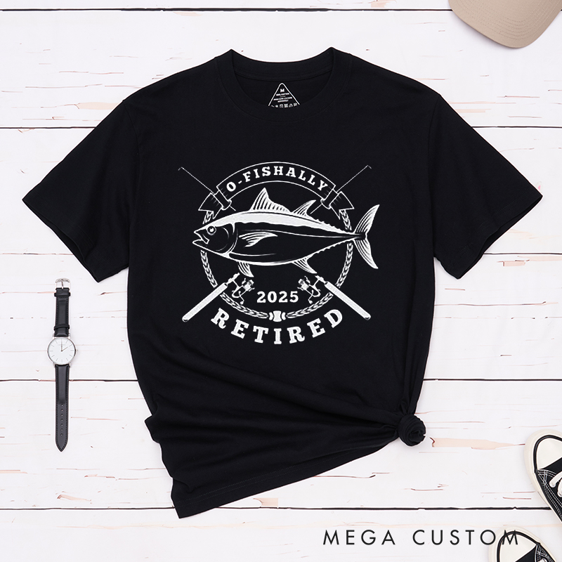 Personalized Fishing O-Fishally Retired T-Shirt Great Retirement Gift for Fishing Lover Dad Grandpa