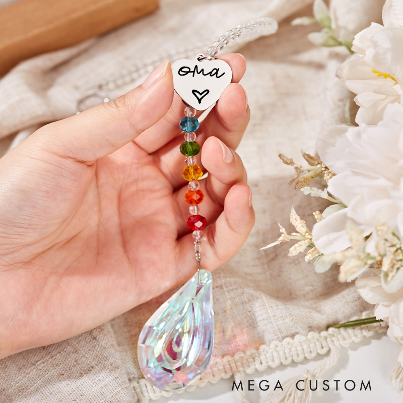 Personalized Sun Catcher Love Heart Sympathy Gifts for Loss of Loved One,Bereavement Gift Idea in Loving Memory Rainbow Maker Prisms Home Decor