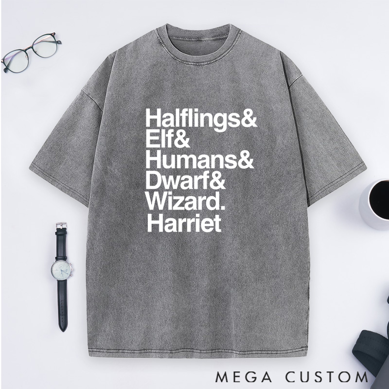 Personalized Fantasy Party Lineup Washed T-Shirts Game Movie & TV Lovers Shirts Gift for Geek Nerd