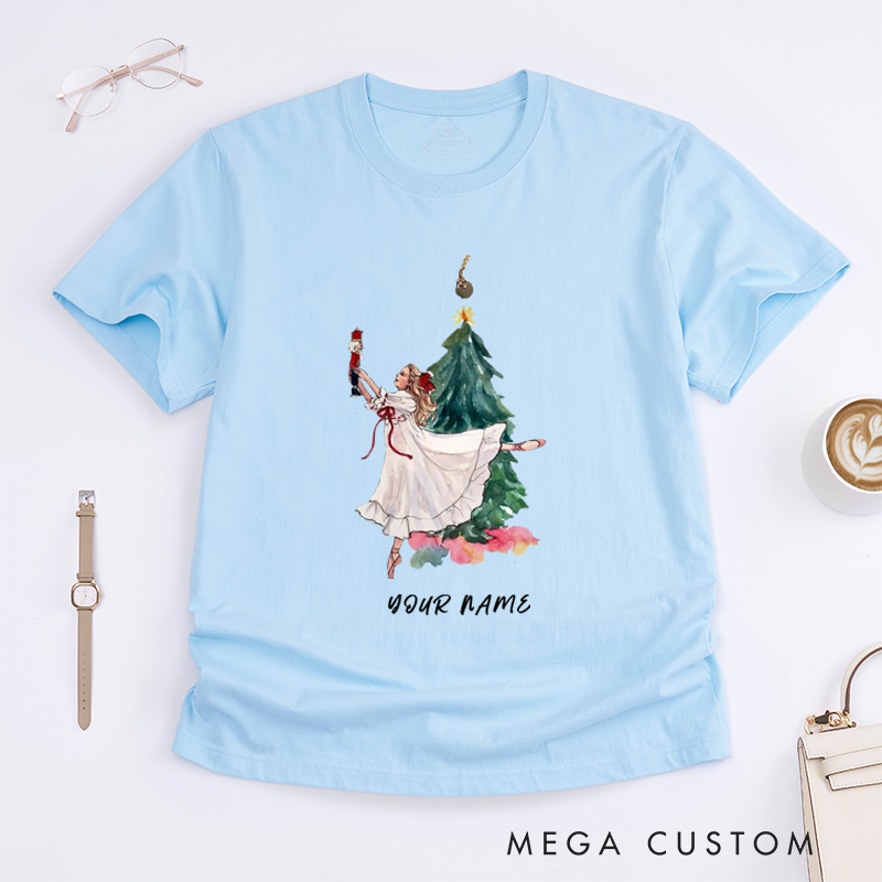 Personalized Ballet Girl T-Shirt Custom Name Dancer Gift for Women Kids Holiday Birthday Present Unique Tee
