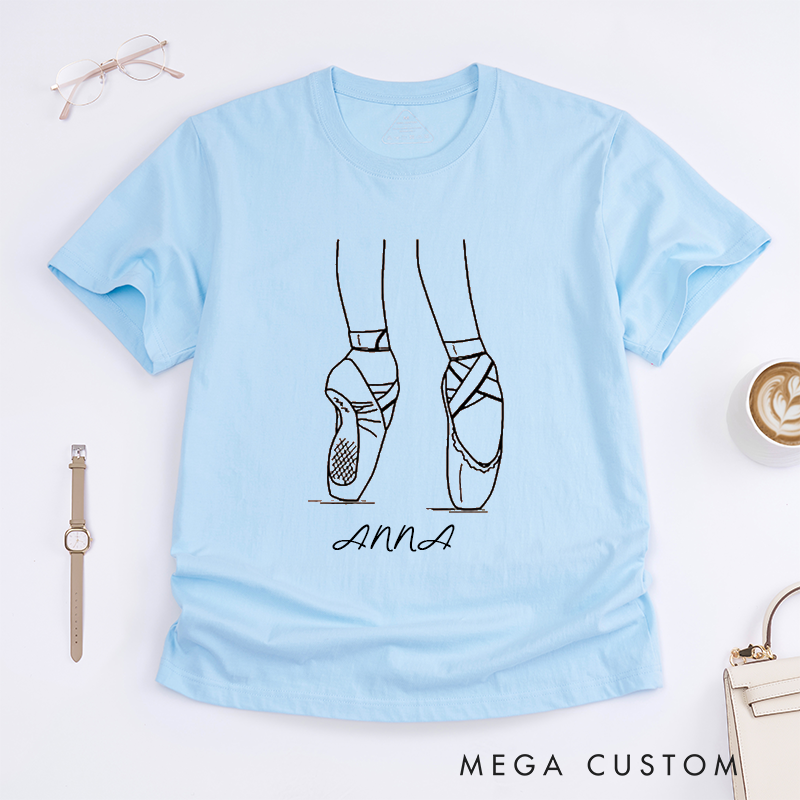 Personalized Ballet Dancer T-Shirt Custom Name Pointe Shoes Gift for Ballet Lover Girls Women Unique Dance Personalized Birthday Present for Dancer