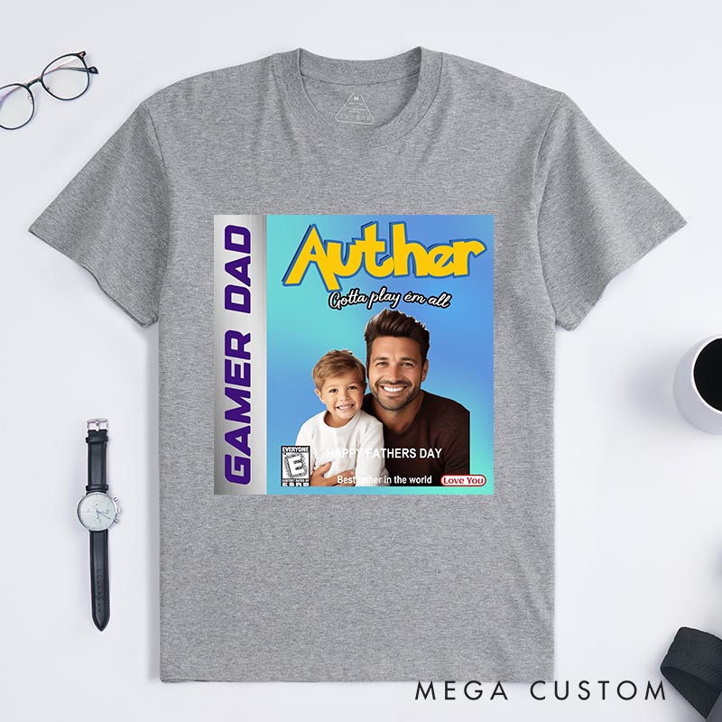 Personalized Game Card Cover Classic T-Shirts for Dad Gamers Father's Day Anime Lovers Gaming Shirt