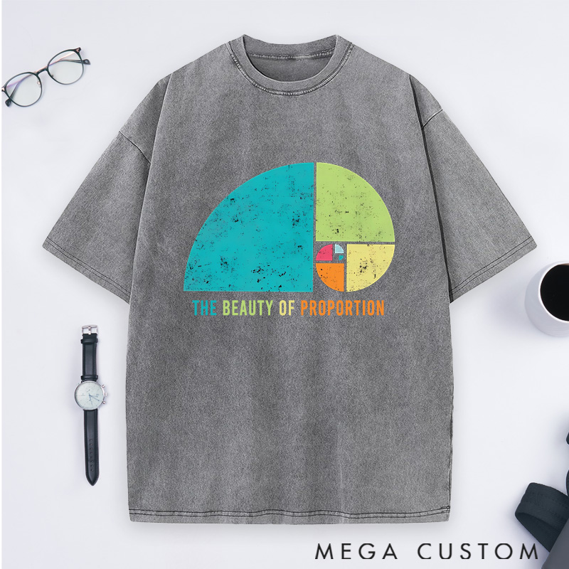 Personalized Golden Spiral Washed T-Shirts A Visual Harmony of Proportions Shirts Physics Math Lovers Shirts Gift for Geek Nerd