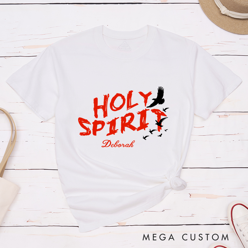 Personalized Holy Spirit Dove Bible Verse T-Shirt with Custom Name Christians Gift Birthday Gift Christian Apparel Gift for Jesus Lover 