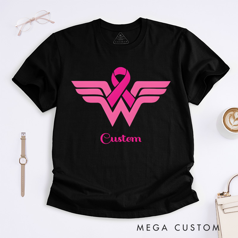 Personalized Breast Cancer Awareness Pink Ribbon T-Shirt Cancer Survivor Gift