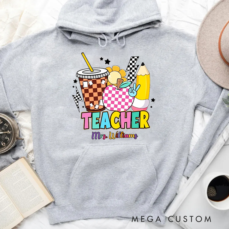 Personalized Hoodies for Teachers Colorful and Playful Decorative Hoodies Appreciation Gift for Teachers
