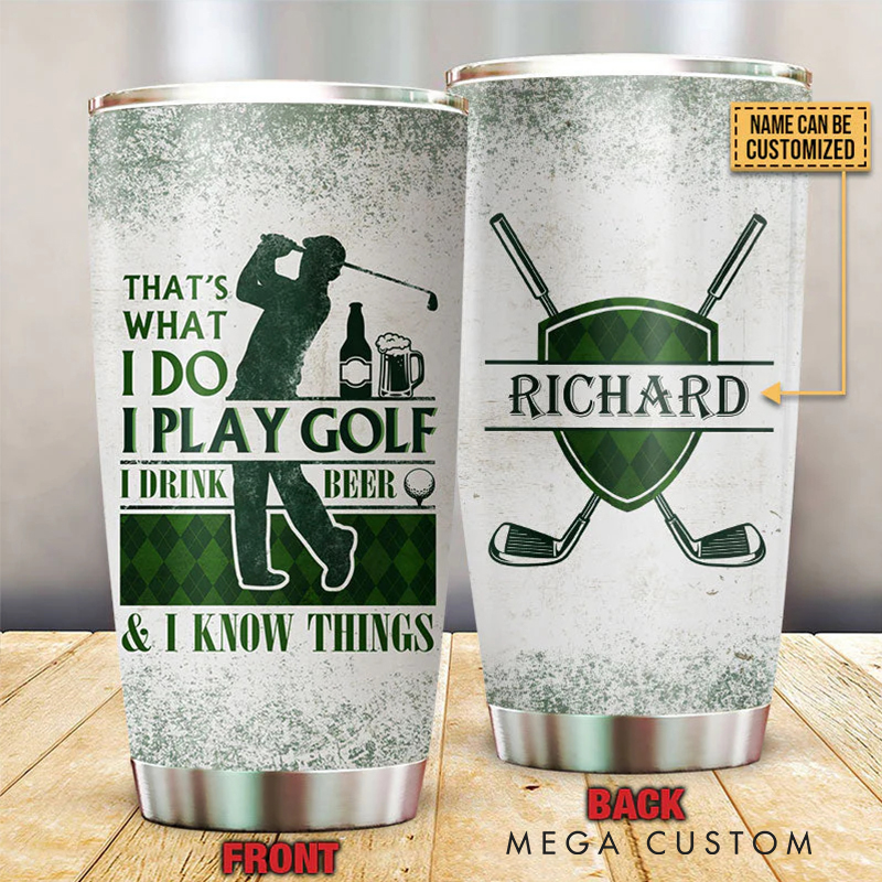 Personalized Golfer’s Tumbler Featuring Unique Golf-Themed Design