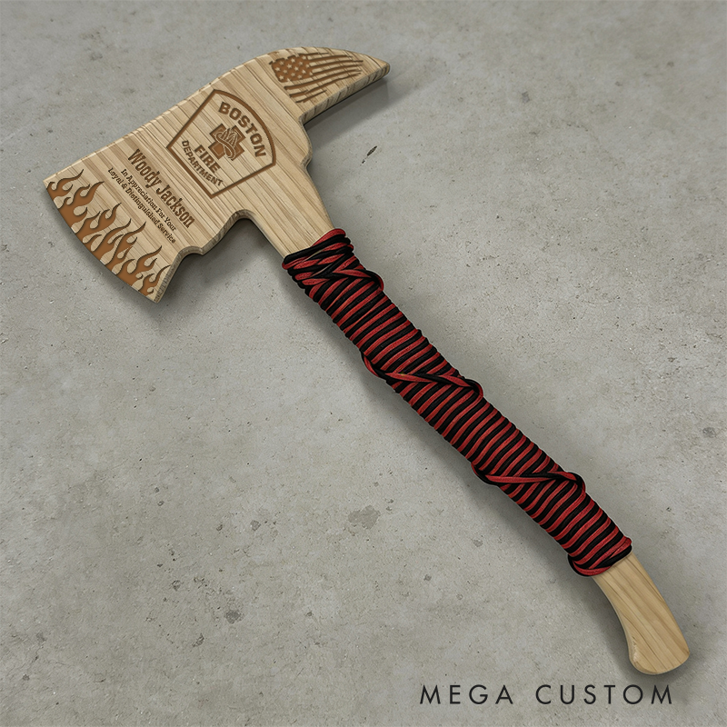 Personalized Firefighter Wooden Axe Custom Engraved Gift for Appreciation and Remembrance