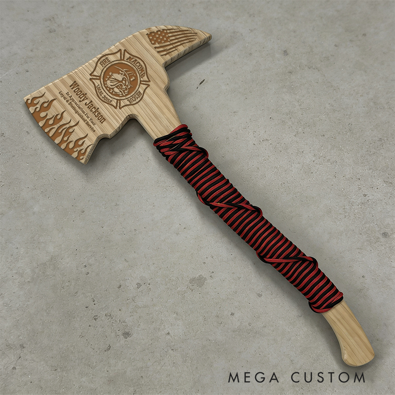 Personalized Firefighter Wooden Axe Custom Engraved Gift for Appreciation and Honor